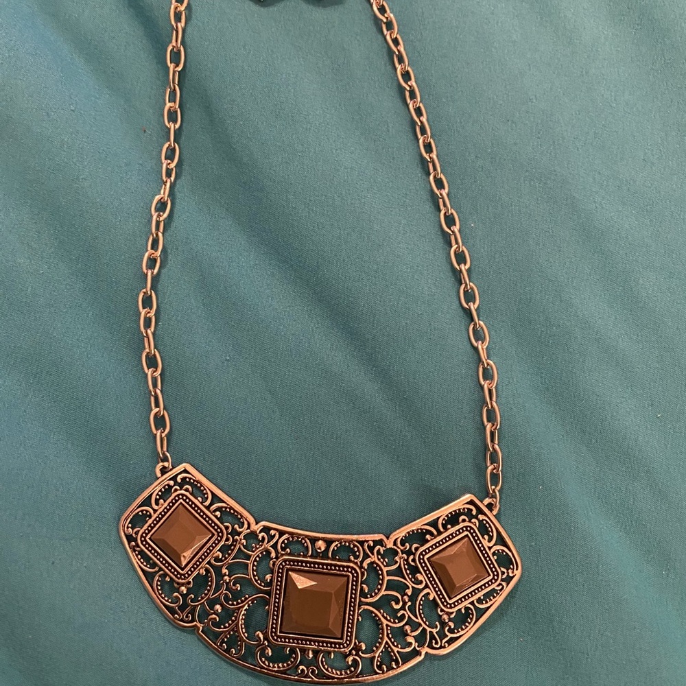 Silver and green necklace